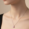 Pink Butterfly Stainless Steel Necklace with Zirconia