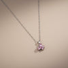 Pink Butterfly Stainless Steel Necklace with Zirconia
