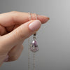 Floral Teardrop Pendant Necklace – Pink Gemstone with Stainless Steel Frame
