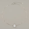 Teardrop Halo Pendant Necklace – Clear Gemstone with Stainless Steel Chain