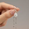 Teardrop Halo Pendant Necklace – Clear Gemstone with Stainless Steel Chain