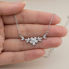 Radiant Floral Necklace – Graceful Sparkle in White Stainless Steel