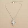 Crowned Cross Necklace – Feminine Grace in White Stainless Steel