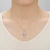 Crowned Cross Necklace – Feminine Grace in White Stainless Steel