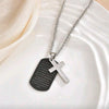 Stainless Steel Men’s “Our Father” Verse Necklace with Cross