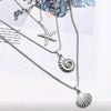 Stainless Steel Ocean Charm Layered Necklace Set