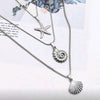 Stainless Steel Ocean Charm Layered Necklace Set