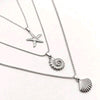 Stainless Steel Ocean Charm Layered Necklace Set