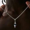 Men's Stainless Steel Necklace with Blue Gemstone Pendant