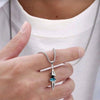 Men's Stainless Steel Necklace with Blue Gemstone Pendant