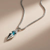 Men's Stainless Steel Necklace with Blue Gemstone Pendant