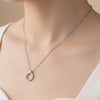 Circular White Zirconia Stainless Steel Necklace