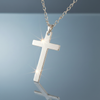 Luxury Stainless Steel Cross Necklace with blue-grey gloss mirror background