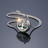 Stainless Steel Tree of Life Necklace with blue-grey gloss background