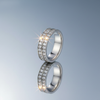 Double Row Zirconia Stainless Steel Ring on gloss mirror surface