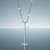 Men's Stainless Steel Cross Necklace 60cm – Blue-Grey Gloss
