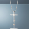 Stainless Steel Cross Pendant Necklace with blue-grey gloss mirror background