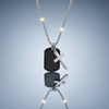 Men's Engraved Pendant Necklace with Cross – Blue-Grey Gloss