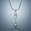 Men's Stainless Steel Necklace with Blue Gemstone Pendant – Blue-Grey Gloss