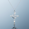 Crowned Cross Necklace – Blue-Grey Gloss