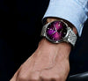 POEDAGAR Men’s Purple Dial Stainless Steel Watch