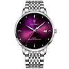 POEDAGAR Men’s Purple Dial Stainless Steel Watch