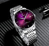POEDAGAR Men’s Purple Dial Stainless Steel Watch