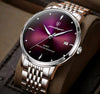 POEDAGAR Men’s Purple Dial Stainless Steel Watch